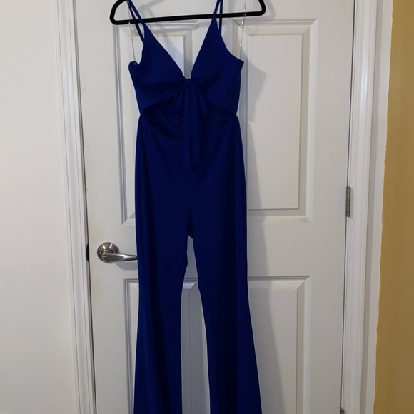 Cobalt blue jumpsuit tie in the front size L - Picture 1 of 2